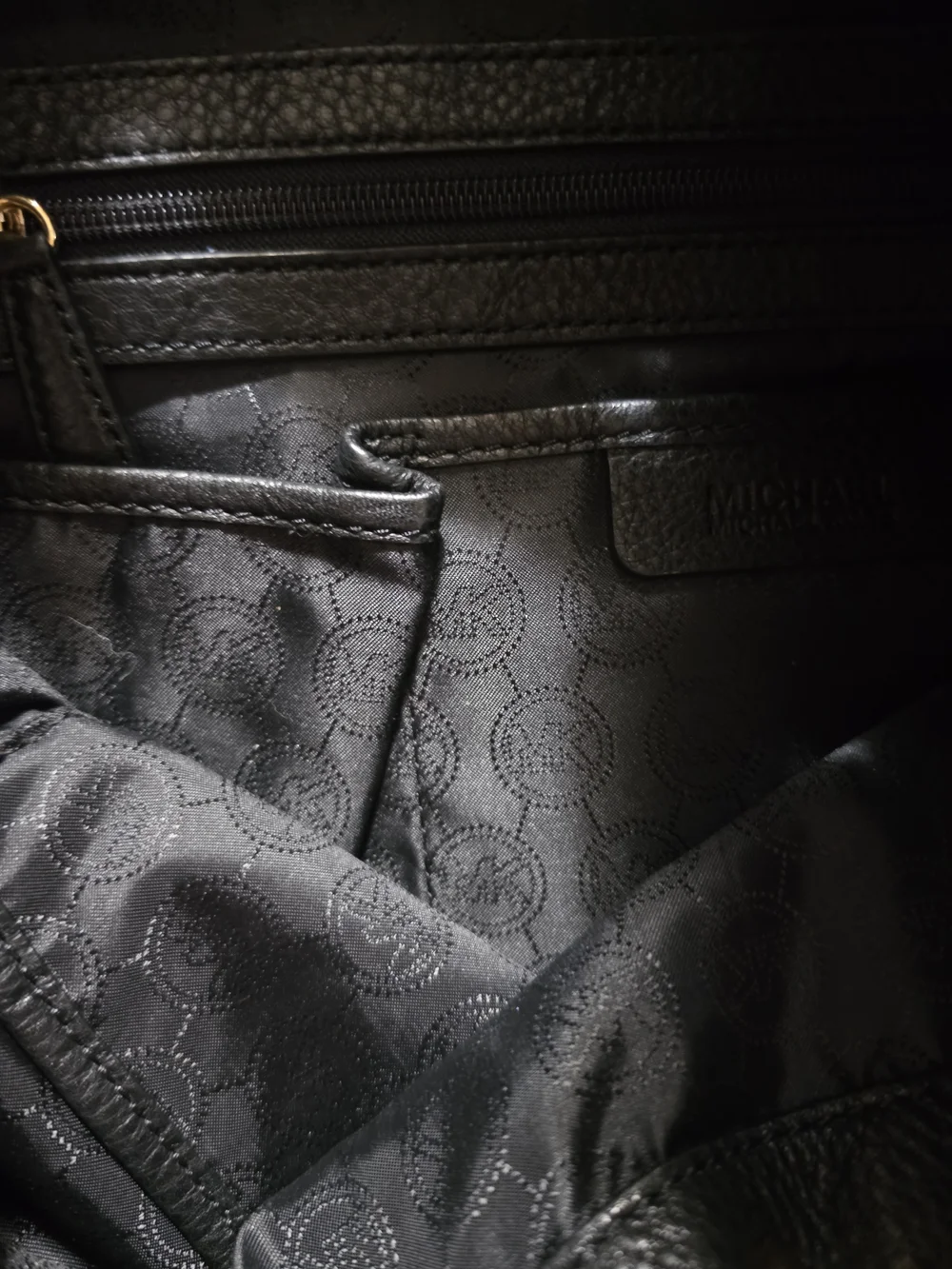 Michael Kors Black Pebbled Leather Shoulder Tote with Gold Hardware